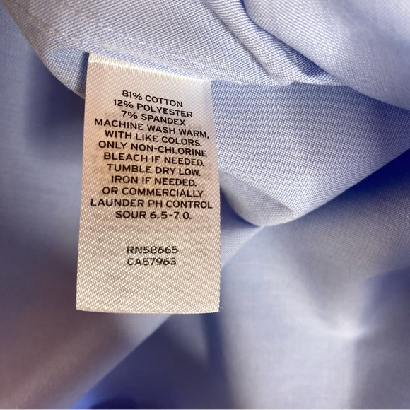 Nordstrom Mens Tech-Smart Button-Up Dress Shirt Sz 15.5 32-33 Blue Long Sleeve - Picture 4 of 9